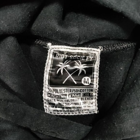 Riot Society Long Sleeve Kangaroo Pocket Loungewear Streetwear Hoodie Black Med - Picture 2 of 6